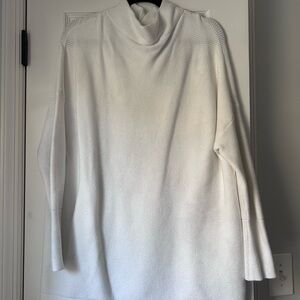 LILLUSORY White Mock Turtleneck Oversized Tunic Sweater